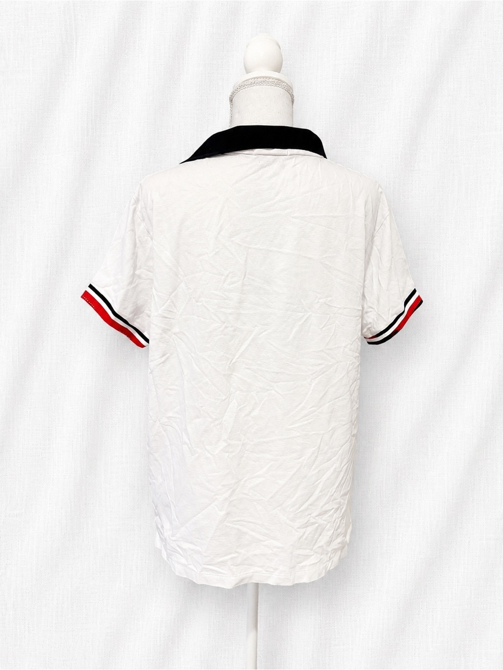 Polo by Ralph Lauren White Polo Shirt with Red and Navy Stripes - Picture 3 of 4
